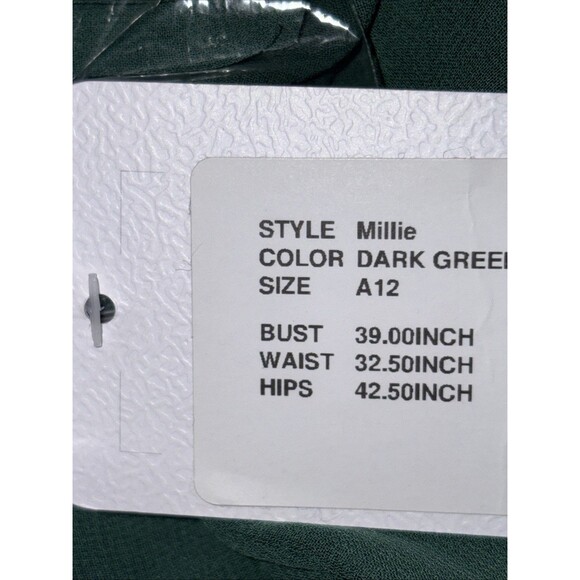 Azazie Millie Dark Green Chiffon Bridesmaid Maxi Dress A12 NWT Wedding Formal - Picture 8 of 15